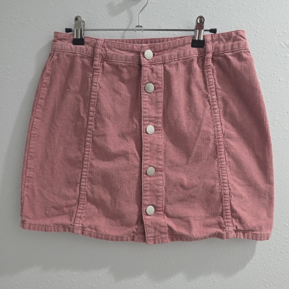 Billabong‎ Women's Size 30 Button Front Corduroy Mini Skirt Pink Fall Style